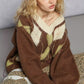 POL V-Neck Argyle Pattern Mohair Sweater with Contrast Exposed Stitch Detail - Xtreme Shopper