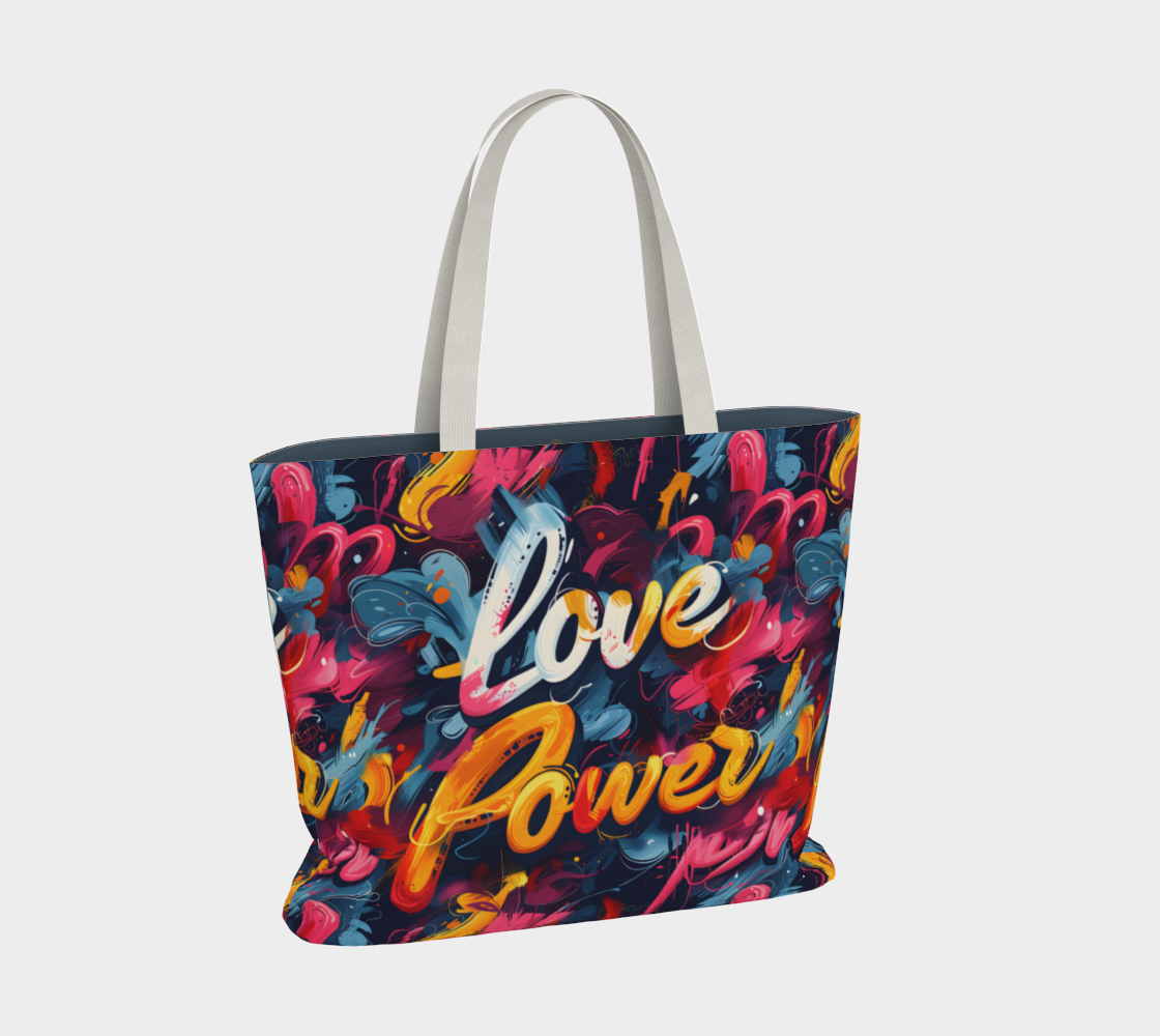 Love Power Premium Large Heavyweight Canvas Shopping Tote Bag