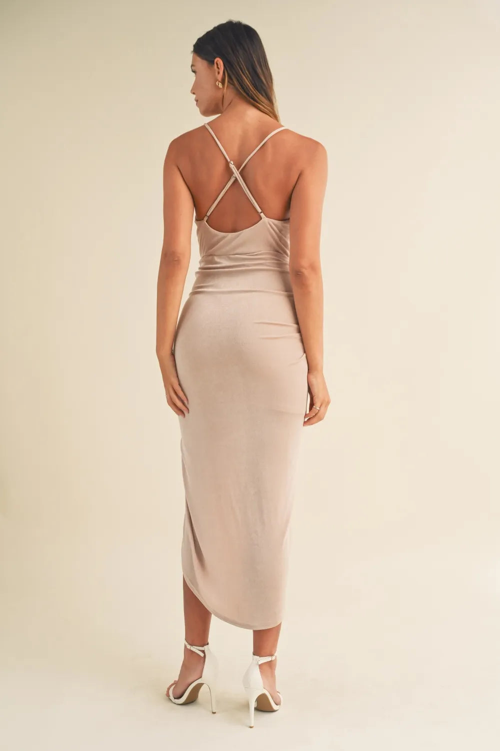 Mable Draped Detail Cami Midi Evening Party Dress - Xtreme Shopper