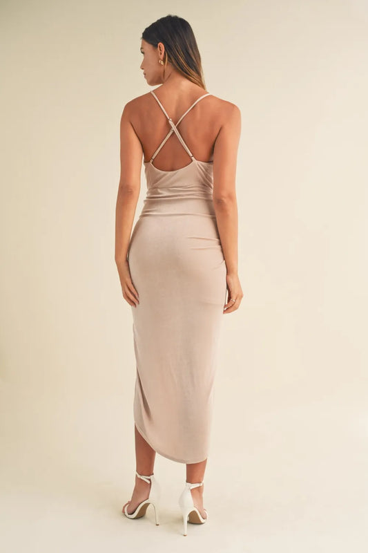 Mable Draped Detail Cami Midi Evening Party Dress - Xtreme Shopper