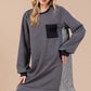 Ces Femme Striped Patchwork Round Neck Terry Sweatshirt Dress - Xtreme Shopper