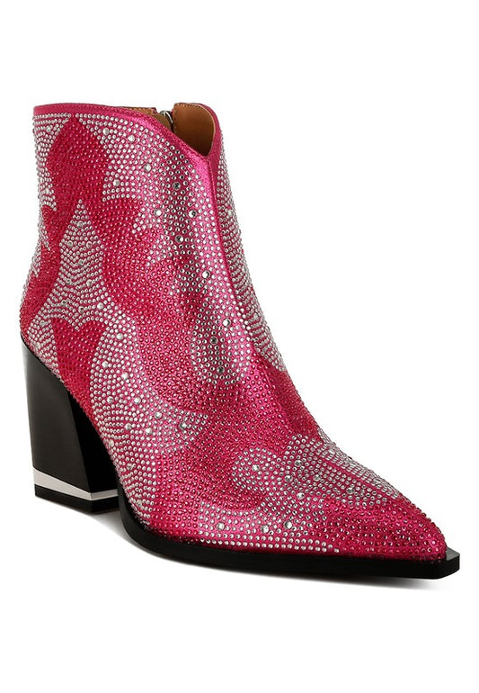 Mugler Rhinestones Embellished Western Ankle Boots - Xtreme Shopper
