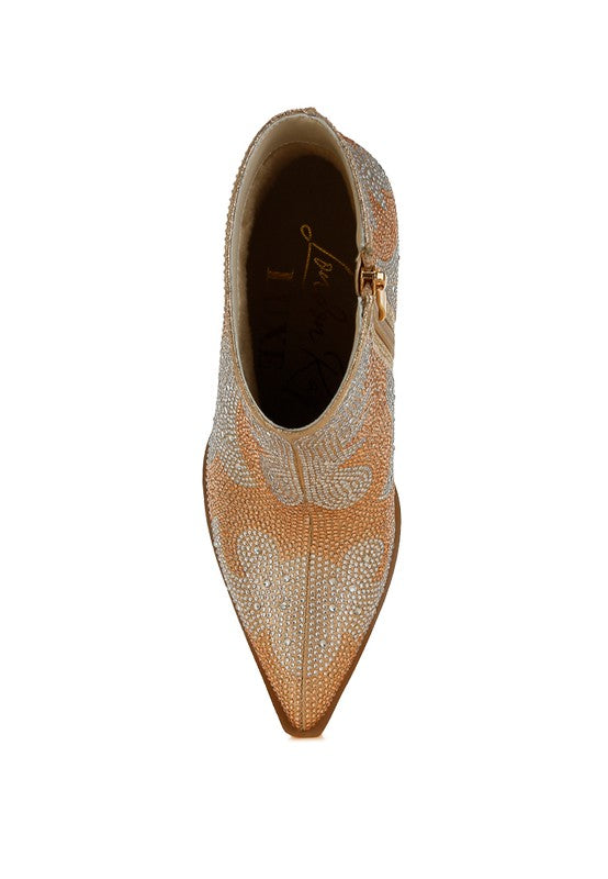 Mugler Rhinestones Embellished Western Ankle Boots - Xtreme Shopper