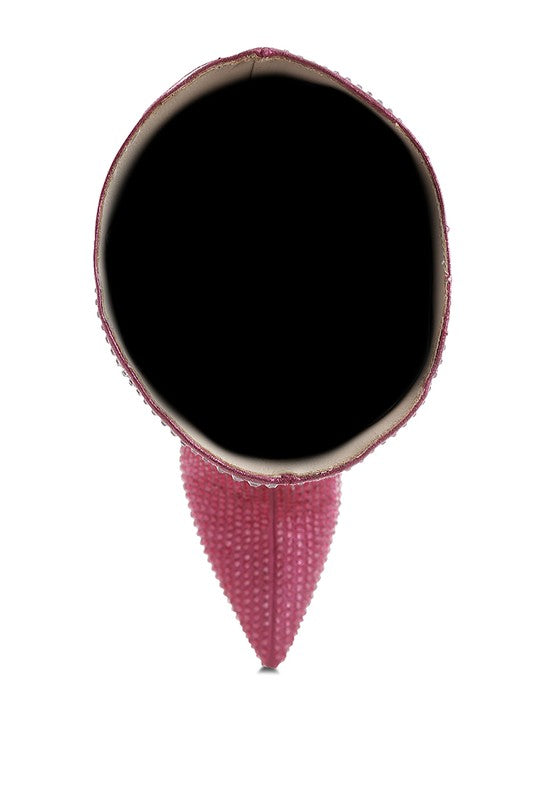 Orymple Shiny Rhinestone Studded Calf Boots - Xtreme Shopper