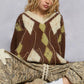POL V-Neck Argyle Pattern Mohair Sweater with Contrast Exposed Stitch Detail - Xtreme Shopper