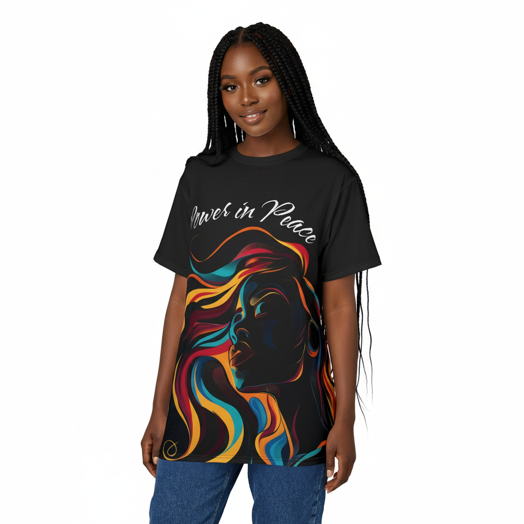 Power In Peace Statement Trendy Black Woman Streetwear Unisex Graphic Tee T-Shirt