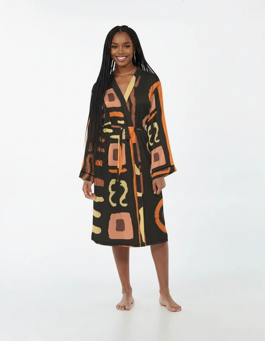 African Inspired Printed Satin Robe