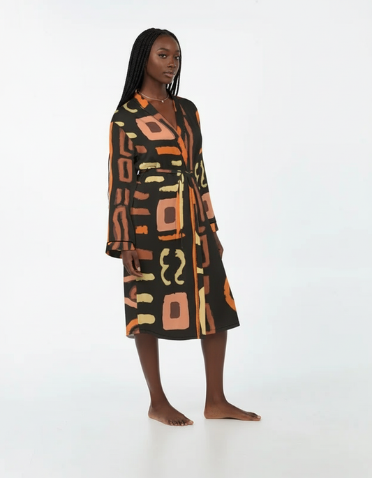 African Inspired Printed Satin Robe
