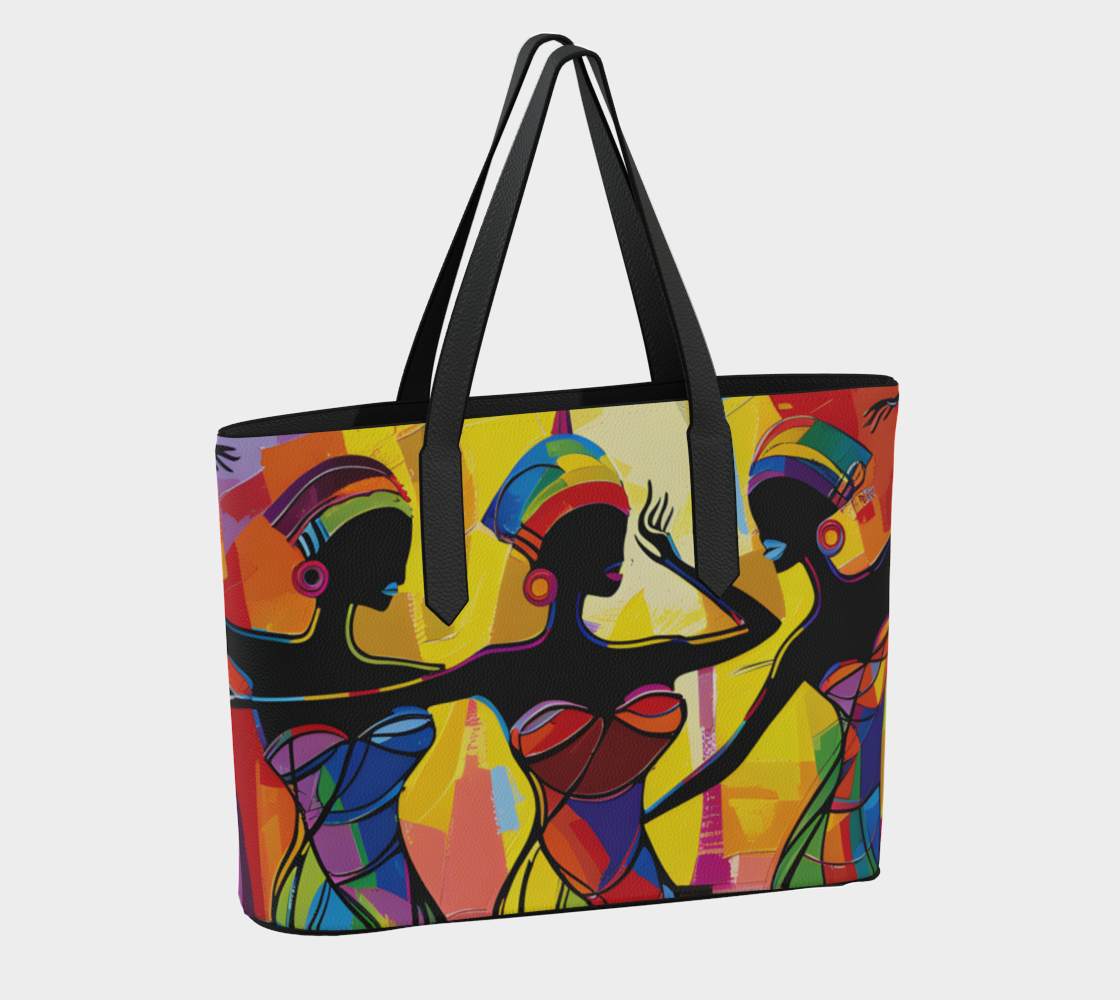 Sisters of Dance Black Woman Art Vegan Leather Tote Bag