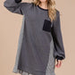 Ces Femme Striped Patchwork Round Neck Terry Sweatshirt Dress - Xtreme Shopper