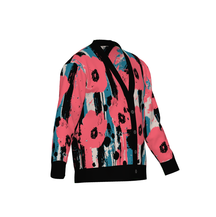 Flowers Everywhere Abstract Art Floral Cardigan Sweater - Xtreme Shopper