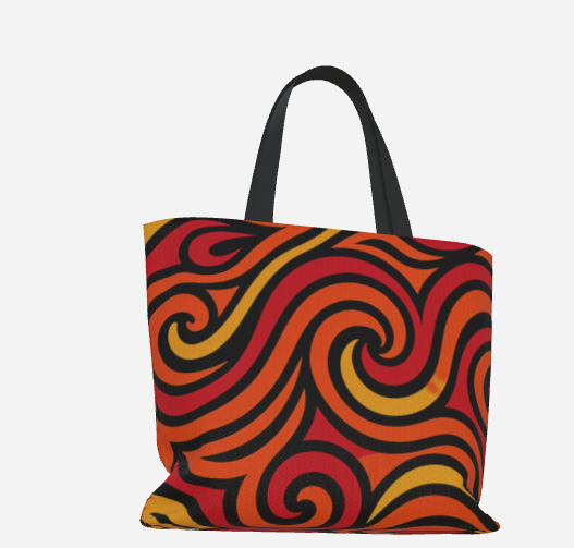 Orange Swirl Premium Large Heavyweight Canvas Shopping Tote Bag