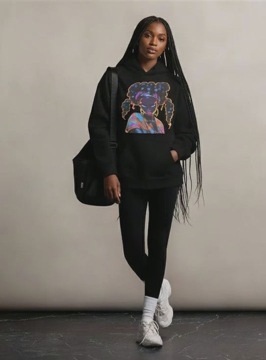 Mood Black Anime Woman Unisex Oversized Streetwear Hoodie Sweatshirt