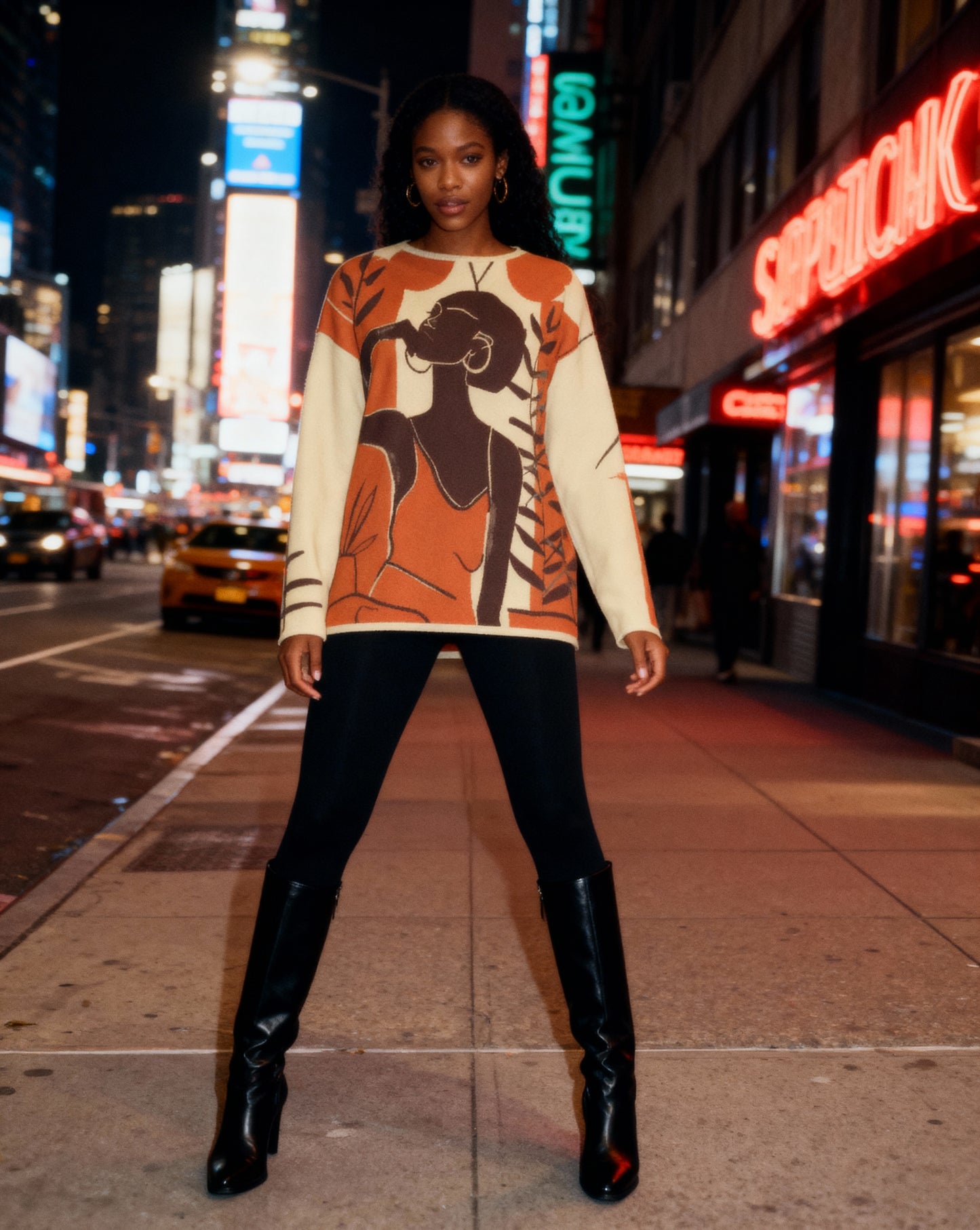 Sit in Silence Afrocentric Black Woman Art Crewneck Sweater - Xtreme Shopper