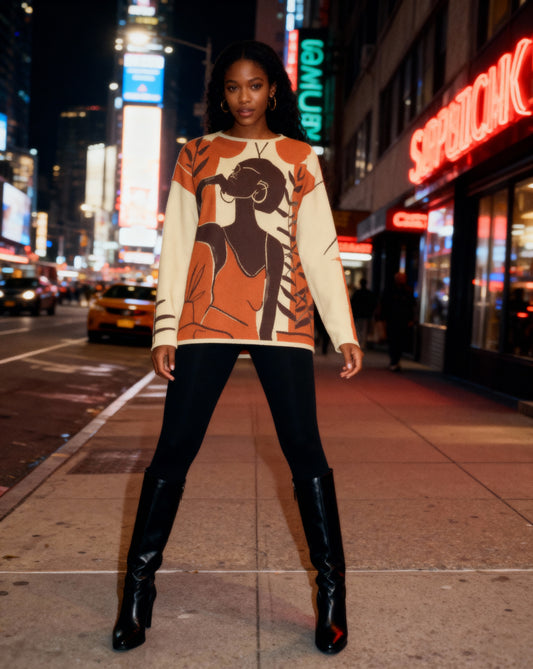 Sit in Silence Afrocentric Black Woman Art Crewneck Sweater - Xtreme Shopper